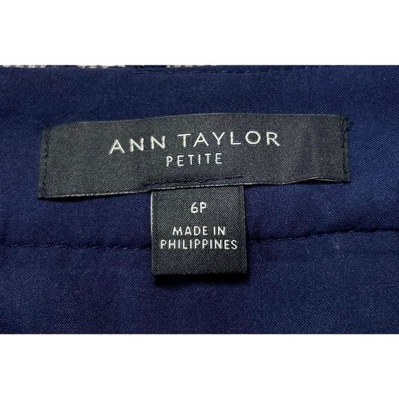 Ann Taylor Petite Navy Blue Houndstooth Sequin Midi Pencil Skirt Womens 6P - Picture 4 of 5